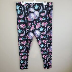 Dren Designs Moon And Stars‎ Polyester Spandex Ankle Leggings Extended Plus Size